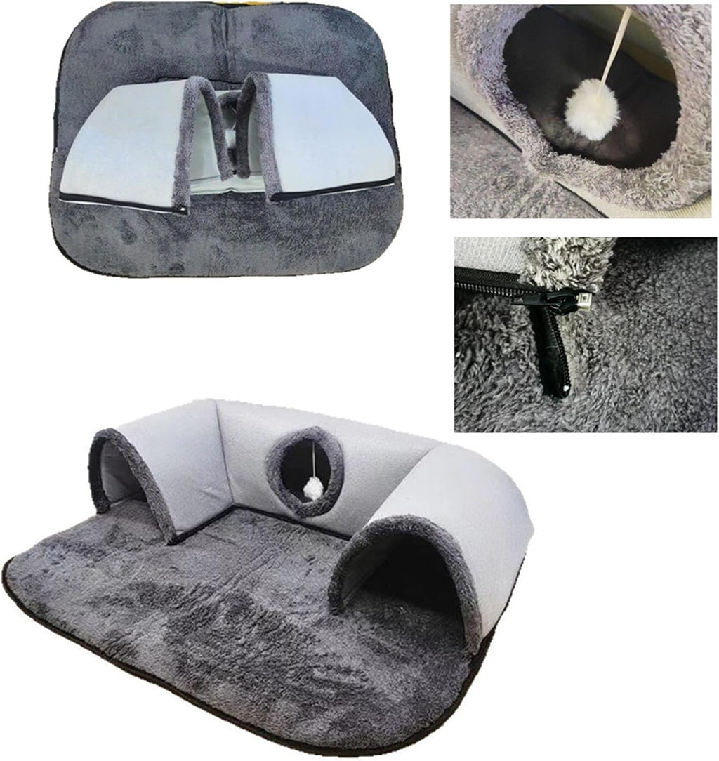 U Shape Cats Play Tunnel with Polyester Fabric, Foldable, S