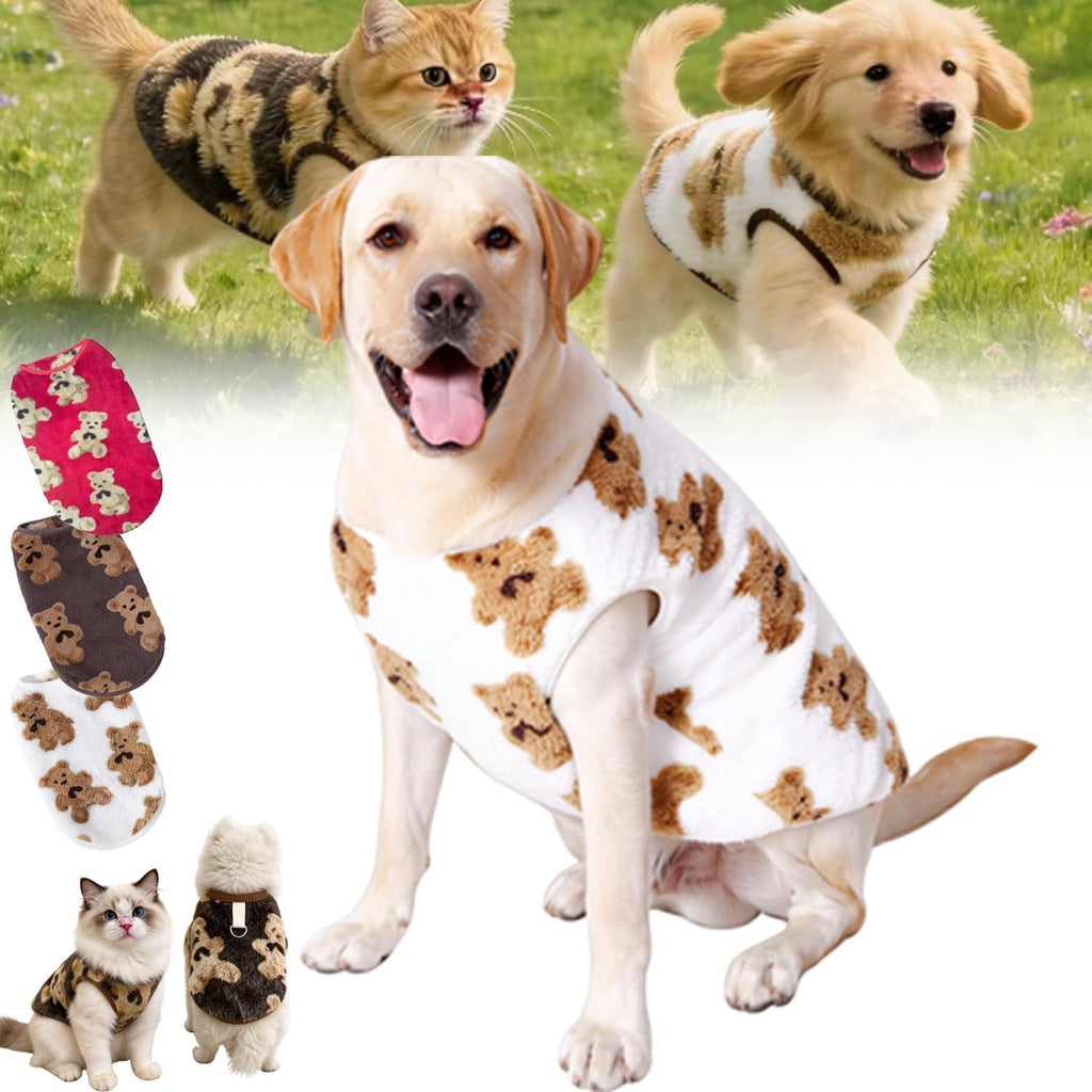 Cute Plush-Lined Pet Vest, Plush Bear Print Dog Vest for Pets，Red：8XL