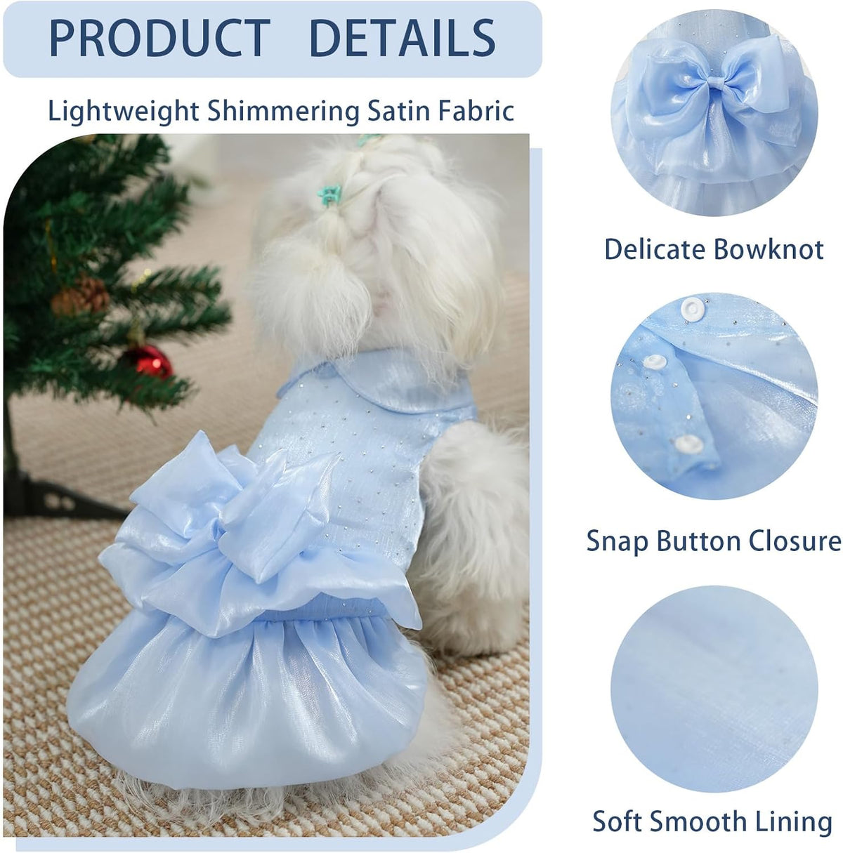 Dog Dress,Pet Wedding Dress Princess Formal Tutu Skirt with Bowknot,Puppy Birthday Party Outfit Apparel Girl for Small D