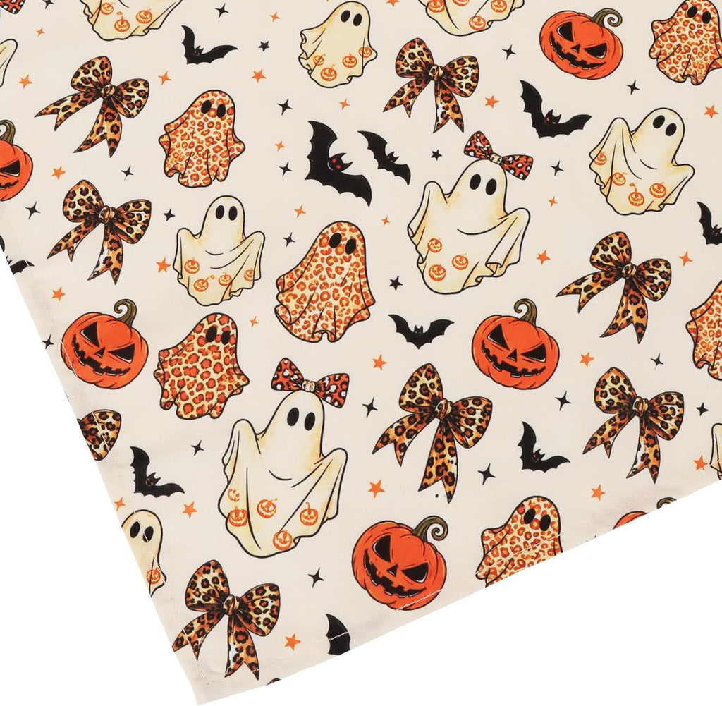 PTDECOR 4 Pack Halloween Dog Bandanas Pumpkin Ghost Bow Fall Scarf, Large