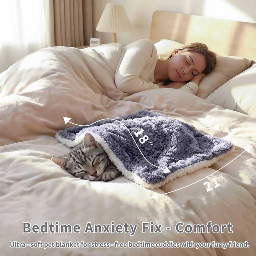 Cat Blanket for Indoor Cats, Soft Faux Fur & Sherpa, Dark Grey