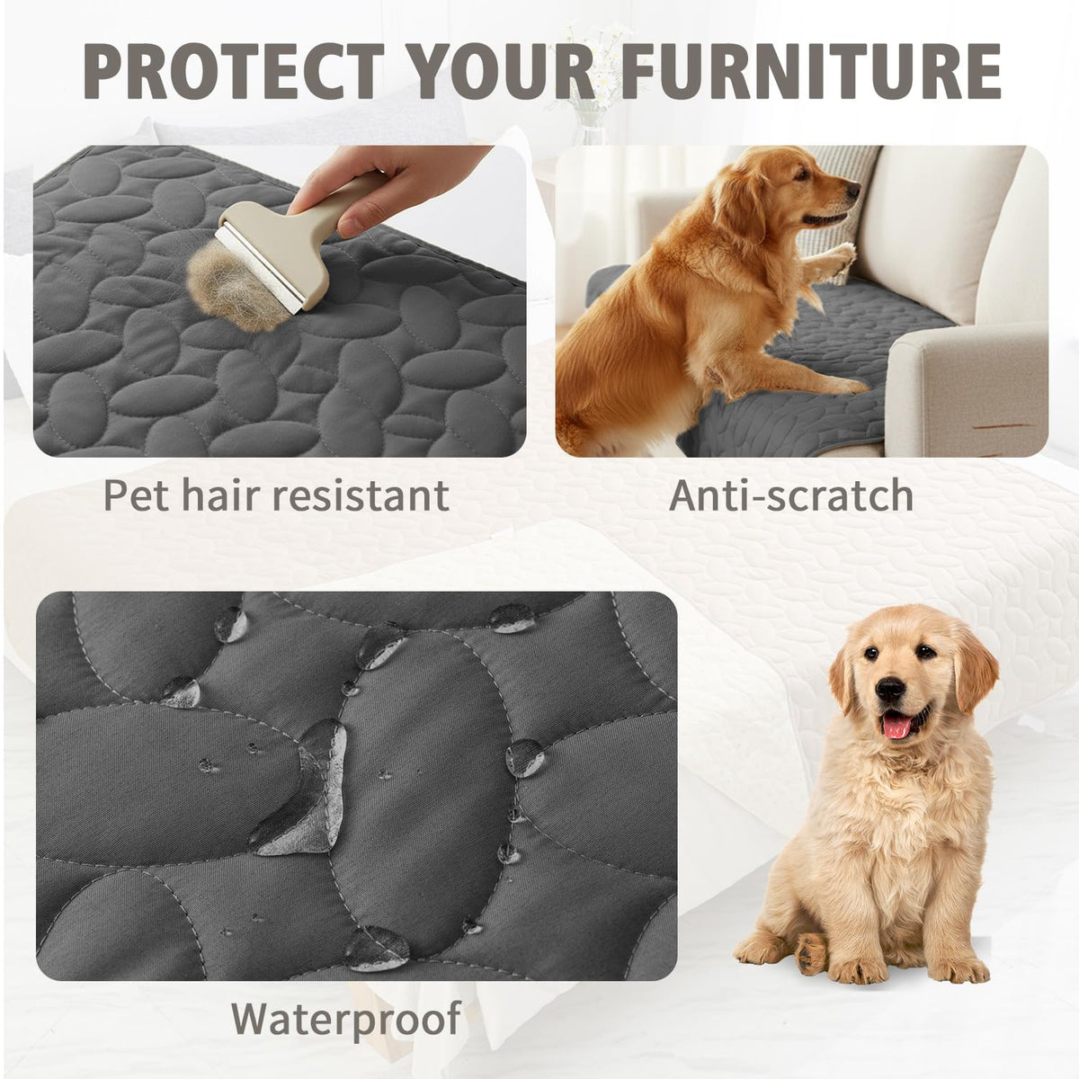 Ameritex Pet Bed Cover Dog Bed Blanket for Sofa and Furniture Waterproof New Pattern Design (30x70 Inch, Dark Grey)