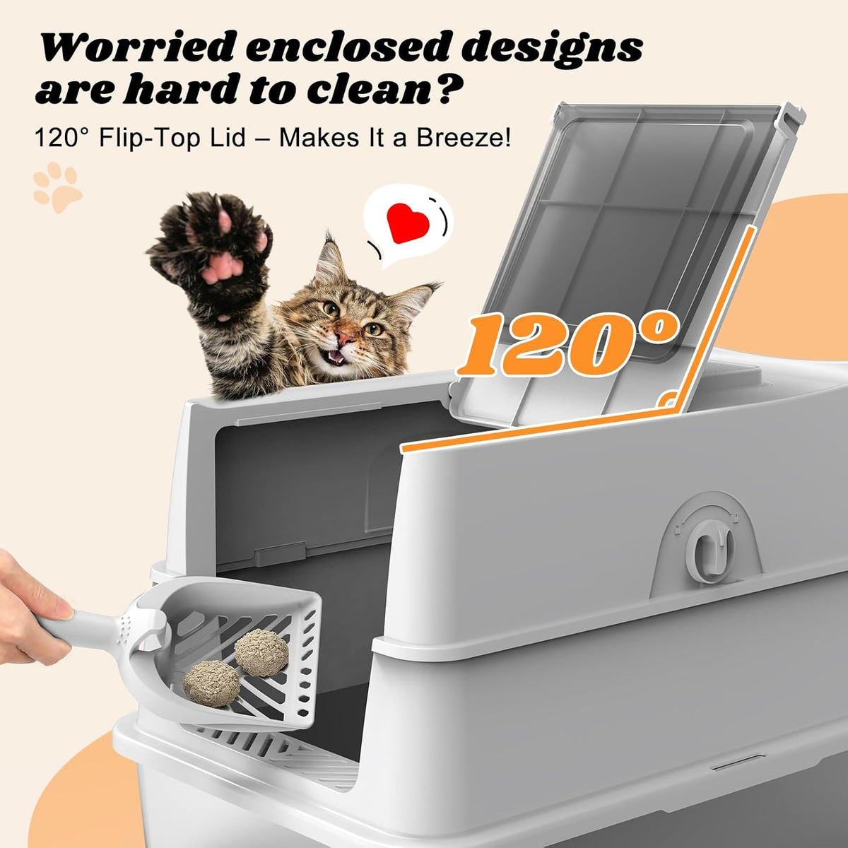 Stainless Steel Litter Box with Lid | XL Enclosed Covered Cat Litter Box
