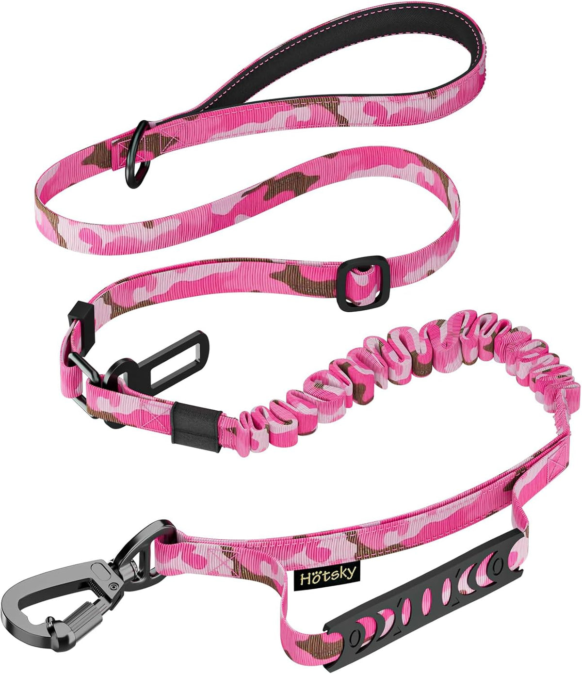 Tactical Bungee Shock Absorbing No Pull Dog Leash,Purple Camo,4-6FT