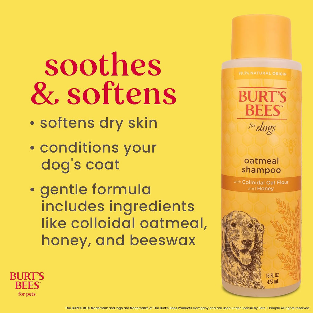 Burt's Bees for Pets Oatmeal Dog Shampoo, Puppy and Adult, 16 Fl Oz