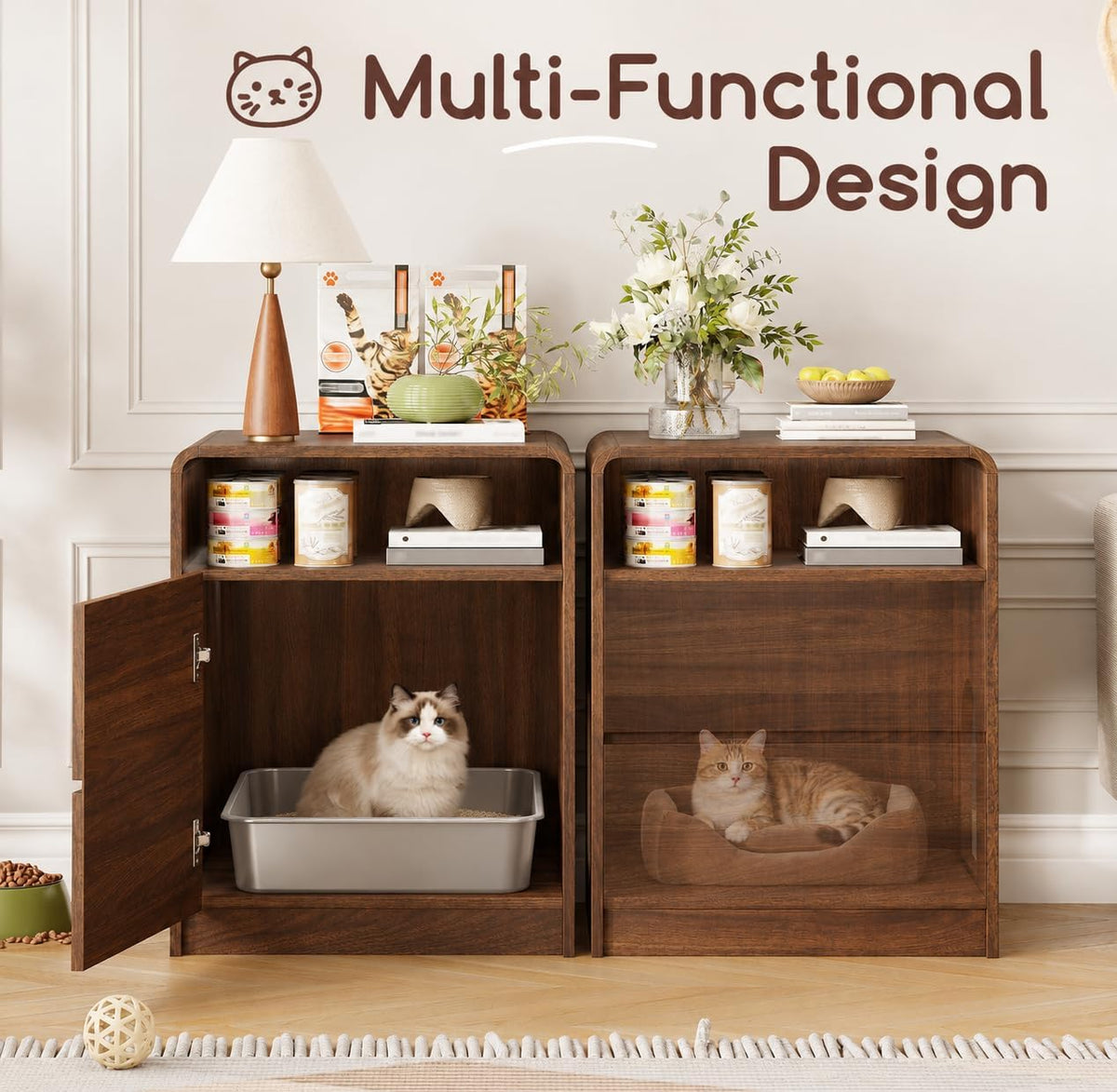 Cat Litter Box Enclosure, Walnut
