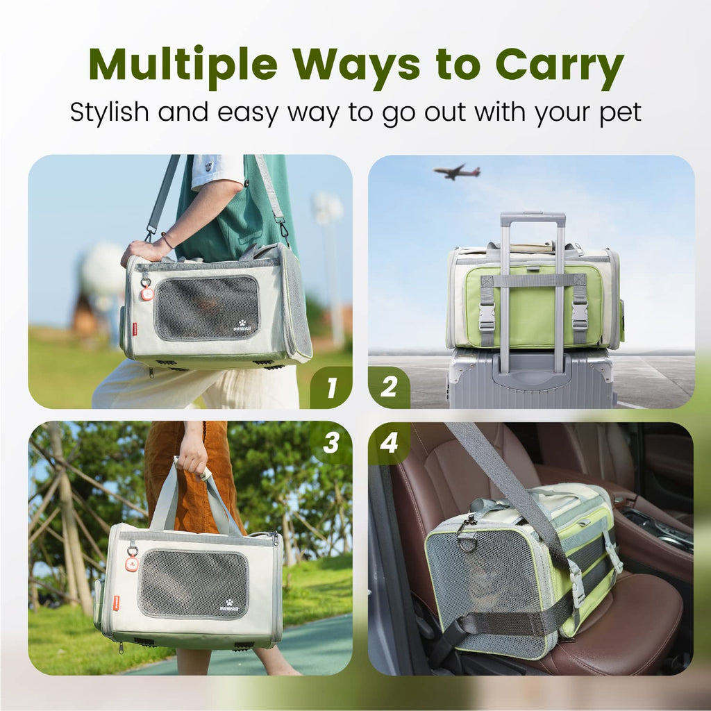 Pawaii Cat Carrier Airline Approved Expandable Breathable Safety Leash