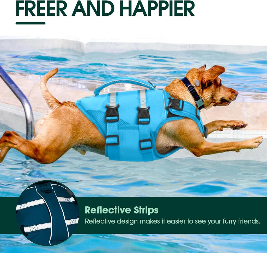 Kuoser Dog Life Jacket, High Flotation Dog Life Vest for Swimming Boating