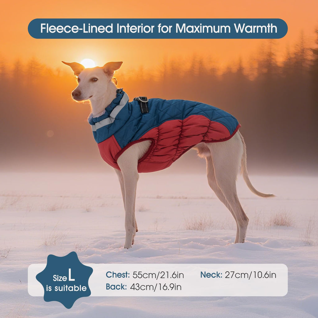 FUAMEY Dog Coat for Medium Dogs, Fleece Dog Winter Jacket with Harness