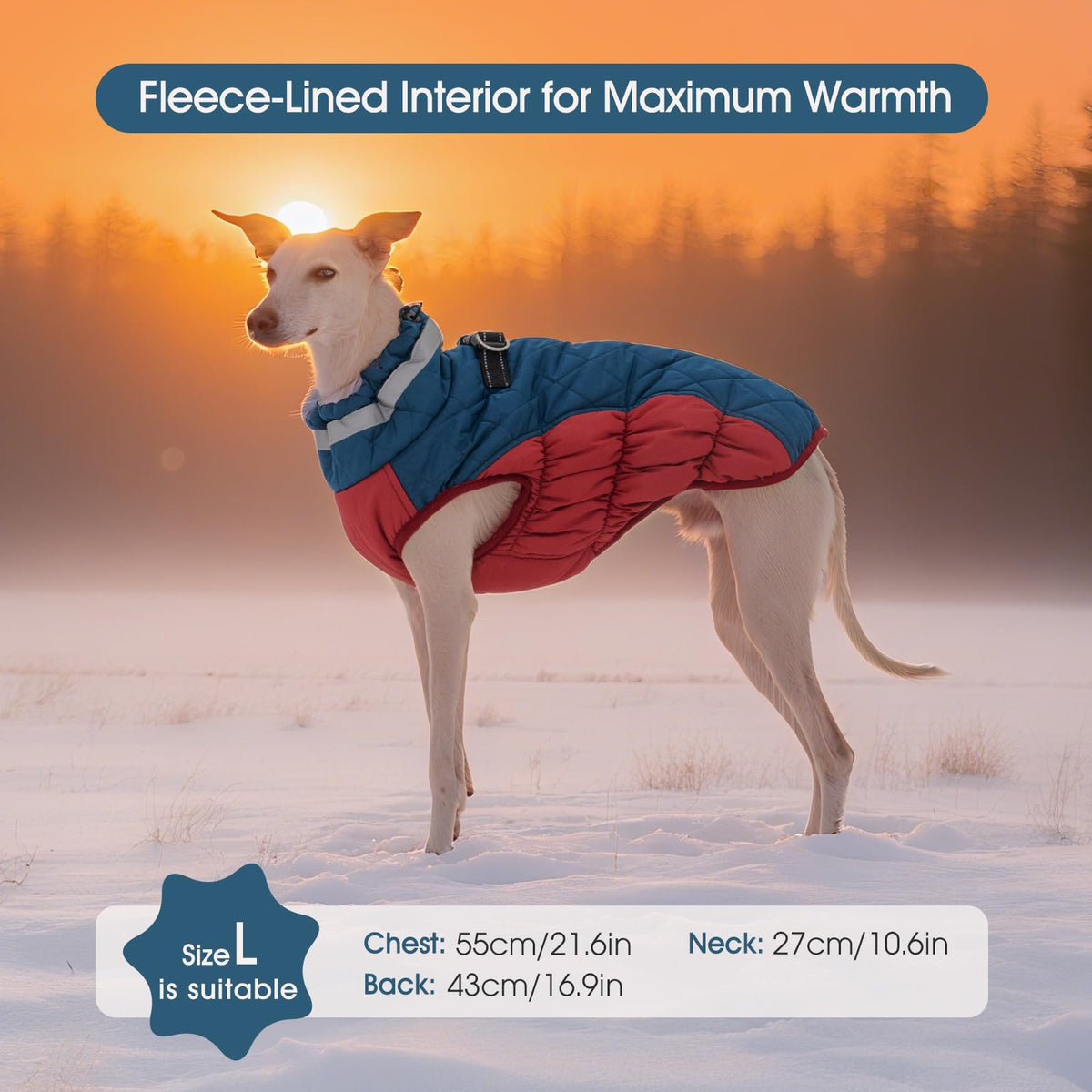 FUAMEY Dog Coat for Medium Dogs, Fleece Dog Winter Jacket with Harness