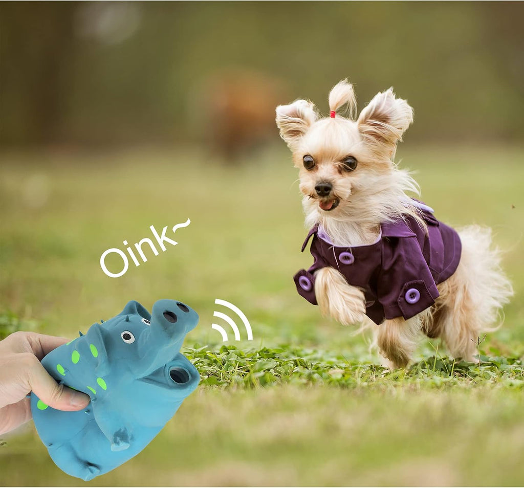 Andiker Dog Squeaky Toy, Dots Latex Dog Chew Toys with a Oinks Sound Squeaker Grunting Pig Dog Toy Durable Self Play 8" 