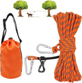 XiaZ Dog Tie Out Cable for Camping, 50ft Portable Overhead Trolley System for Dogs up to 200lbs，Dog Lead for Yard, Campi