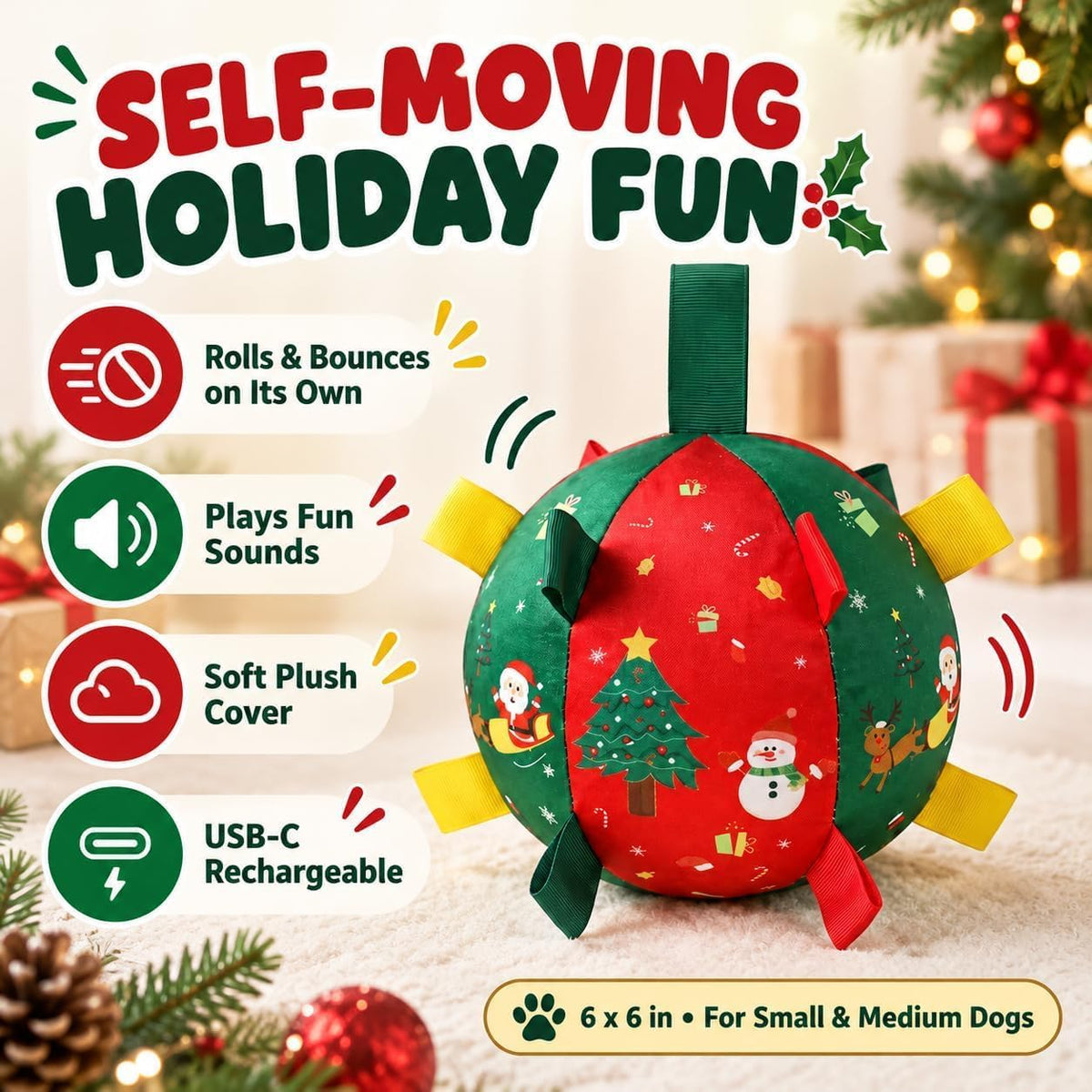 Jingle Paw Ball, Jingle Paw Dog Toy, Jinglepaw Christmas Dog Ball (1PCS)