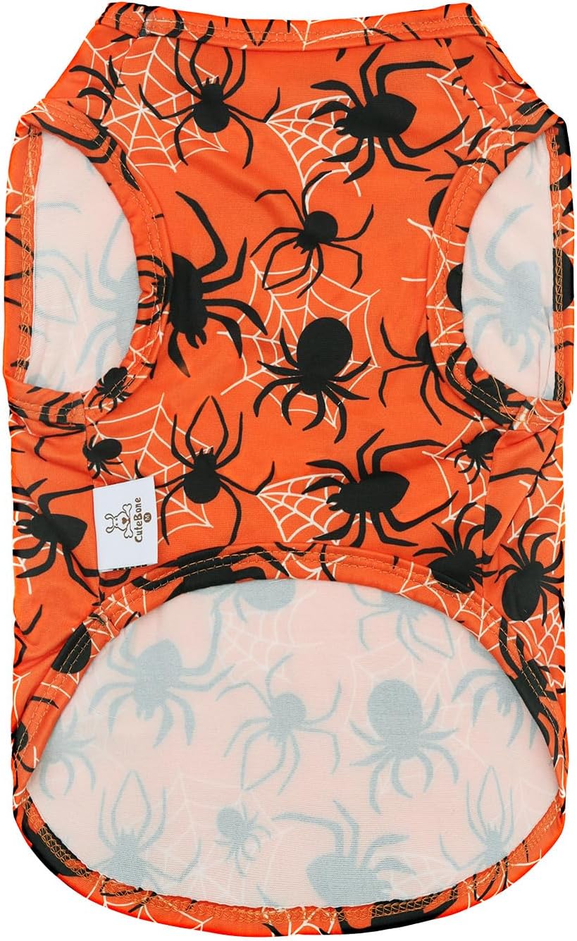 CuteBone Halloween Dog Shirts 2-Pack Soft Pet Clothes Breathable Summer Vest for Small Puppy and Stretchy Cat Apparel