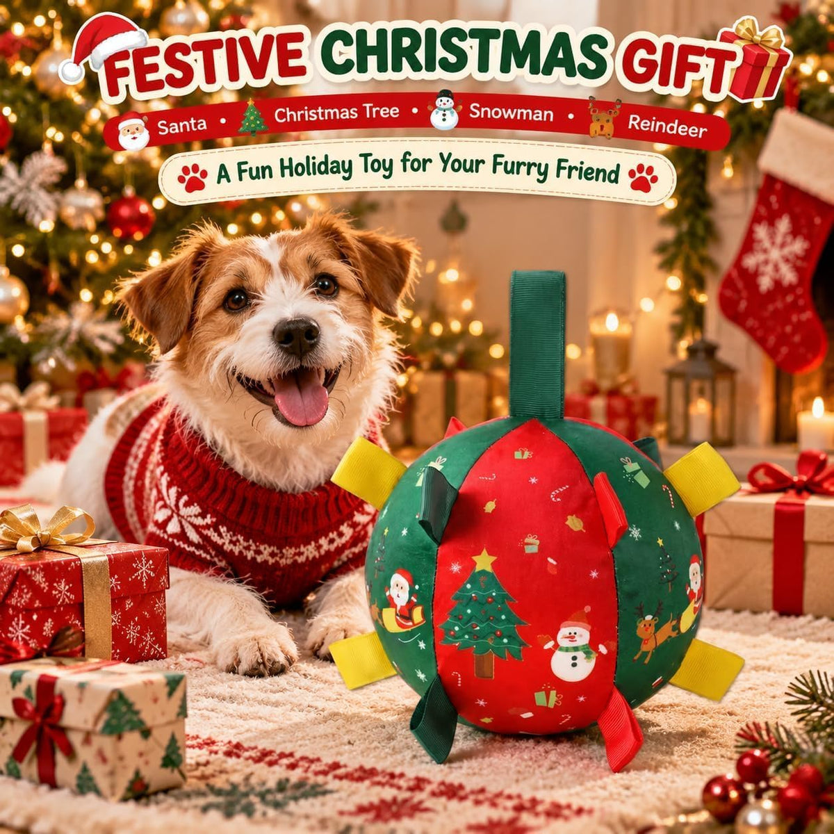 Jingle Paw Ball For Christmas Interactive Jinglepaw Dog Cat Toy