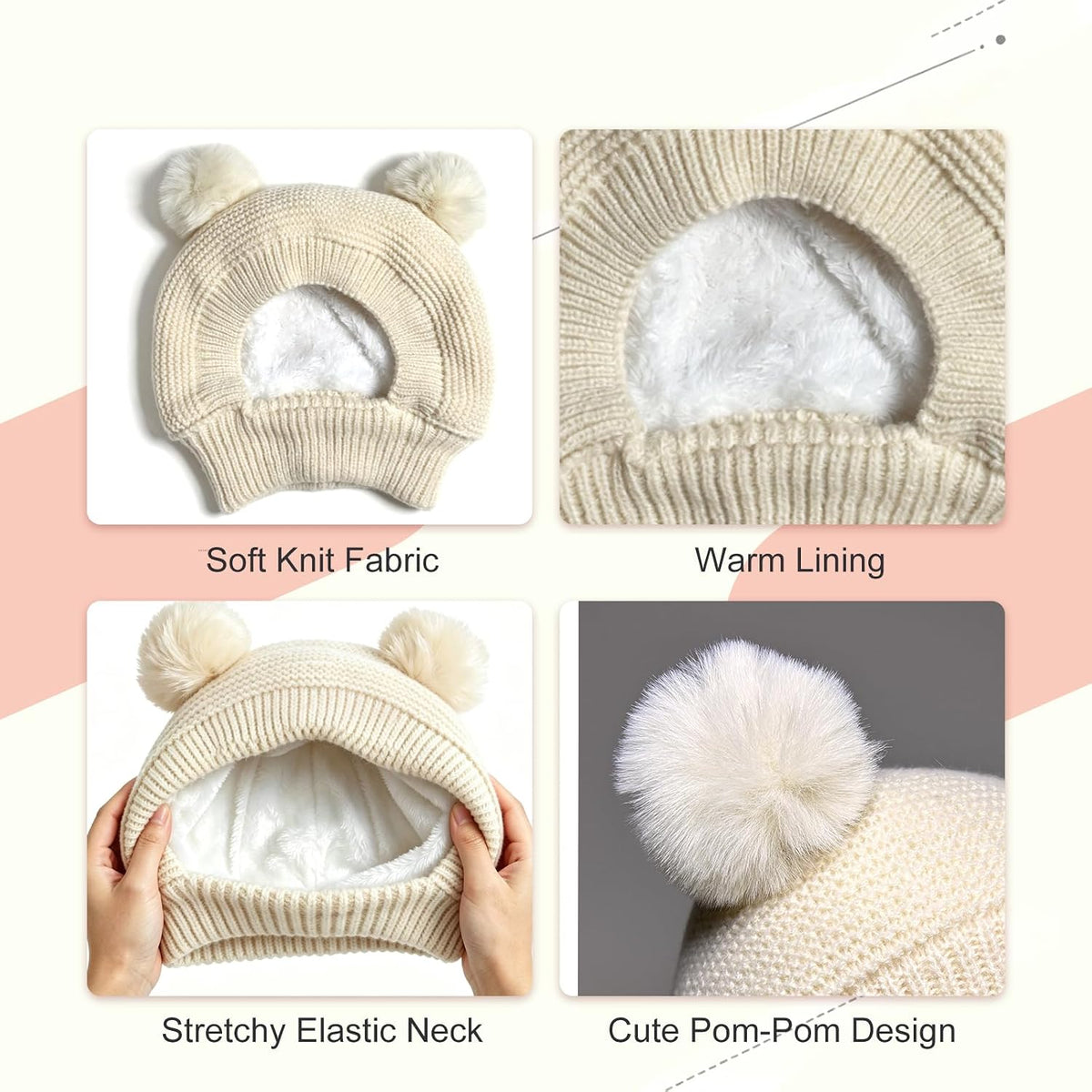 Dog Winter Knitted Hats Ear Muffs Noise Protection for Large Dogs