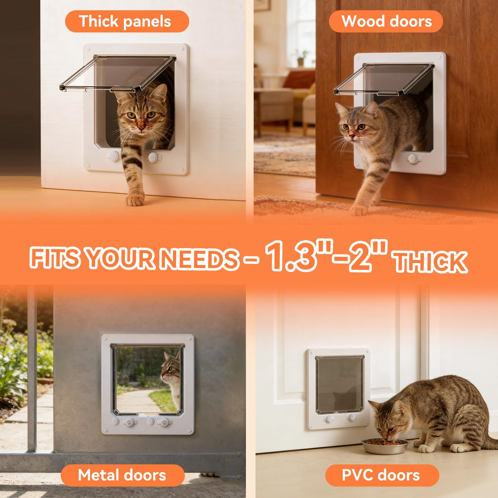 LIBBEPET Cat Door Interior Door, 4 Way Locking for Cats ≤25 lbs，Extra Large