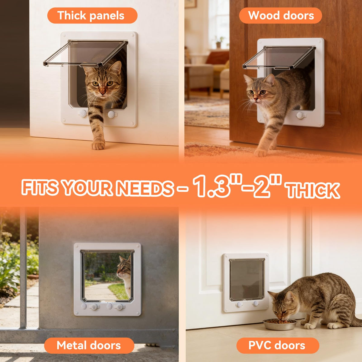 LIBBEPET Cat Door Interior Door, 4 Way Locking for Cats ≤25 lbs，Extra Large