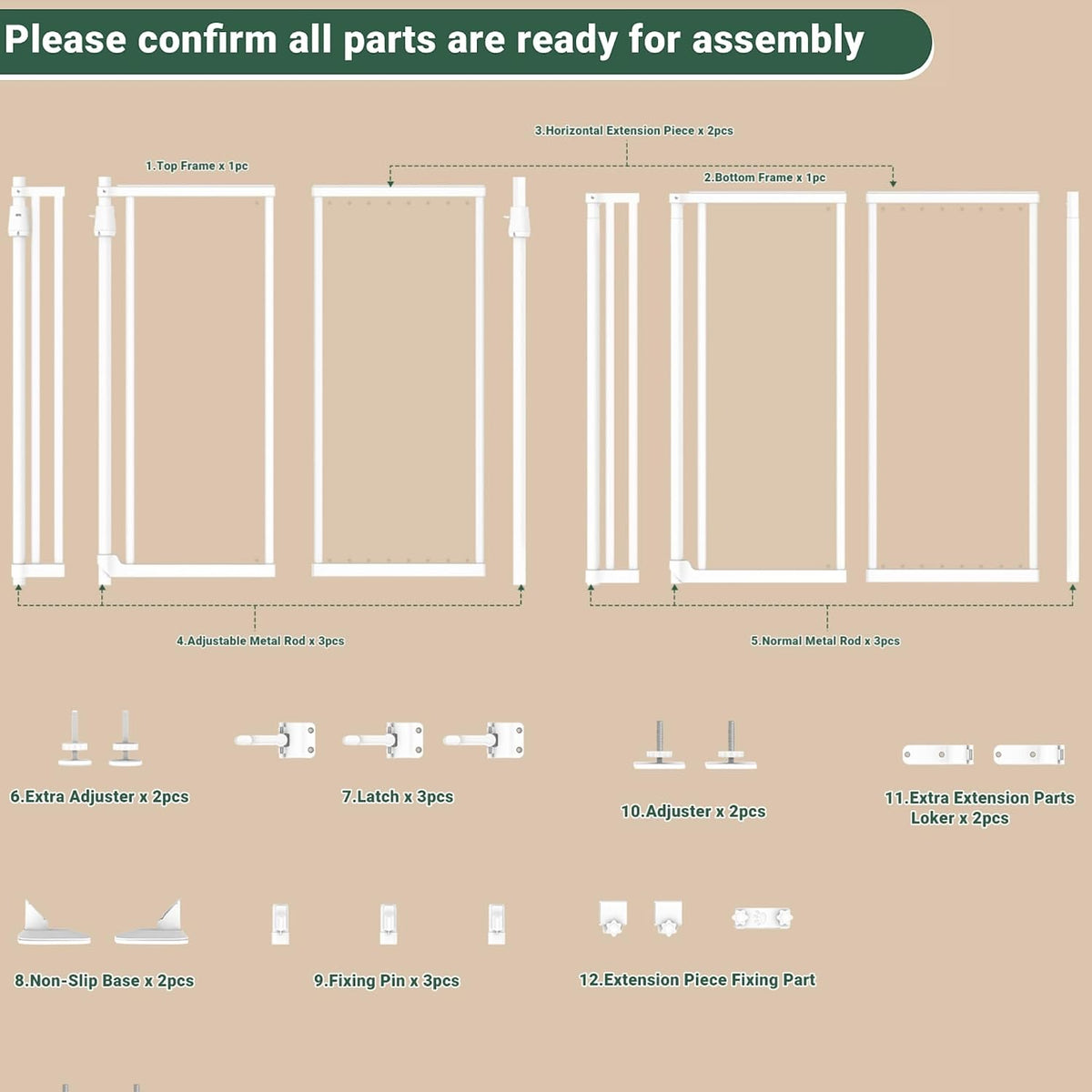 74.80-98.43" Extra Tall Cat Gate for Doorway 20.8-38" Clear Gate