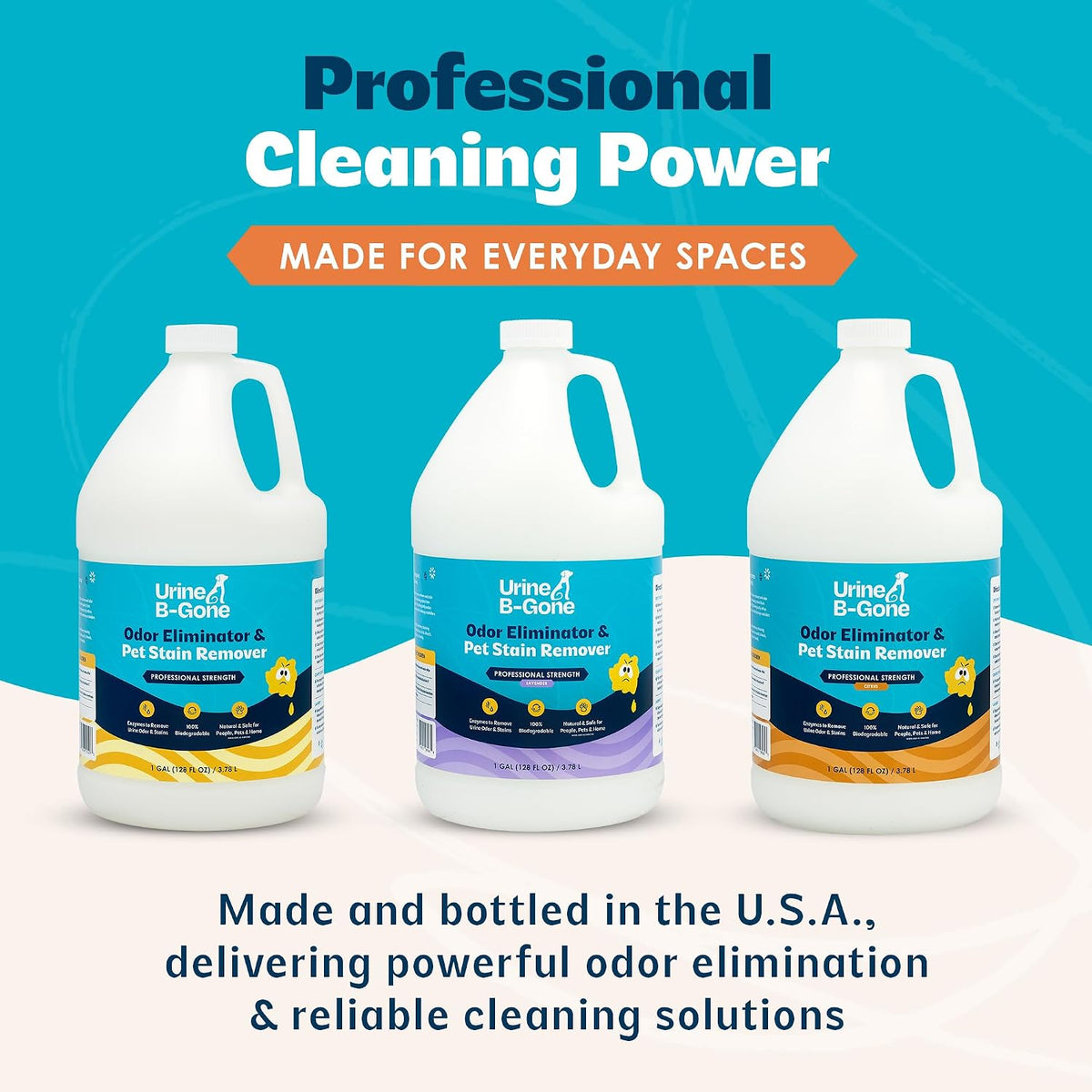 Urine B-Gone, Professional Enzyme Odor Eliminator & Pet Stain Remover, Human, Cat & Dog Urine Cleaner, Effective on Laun