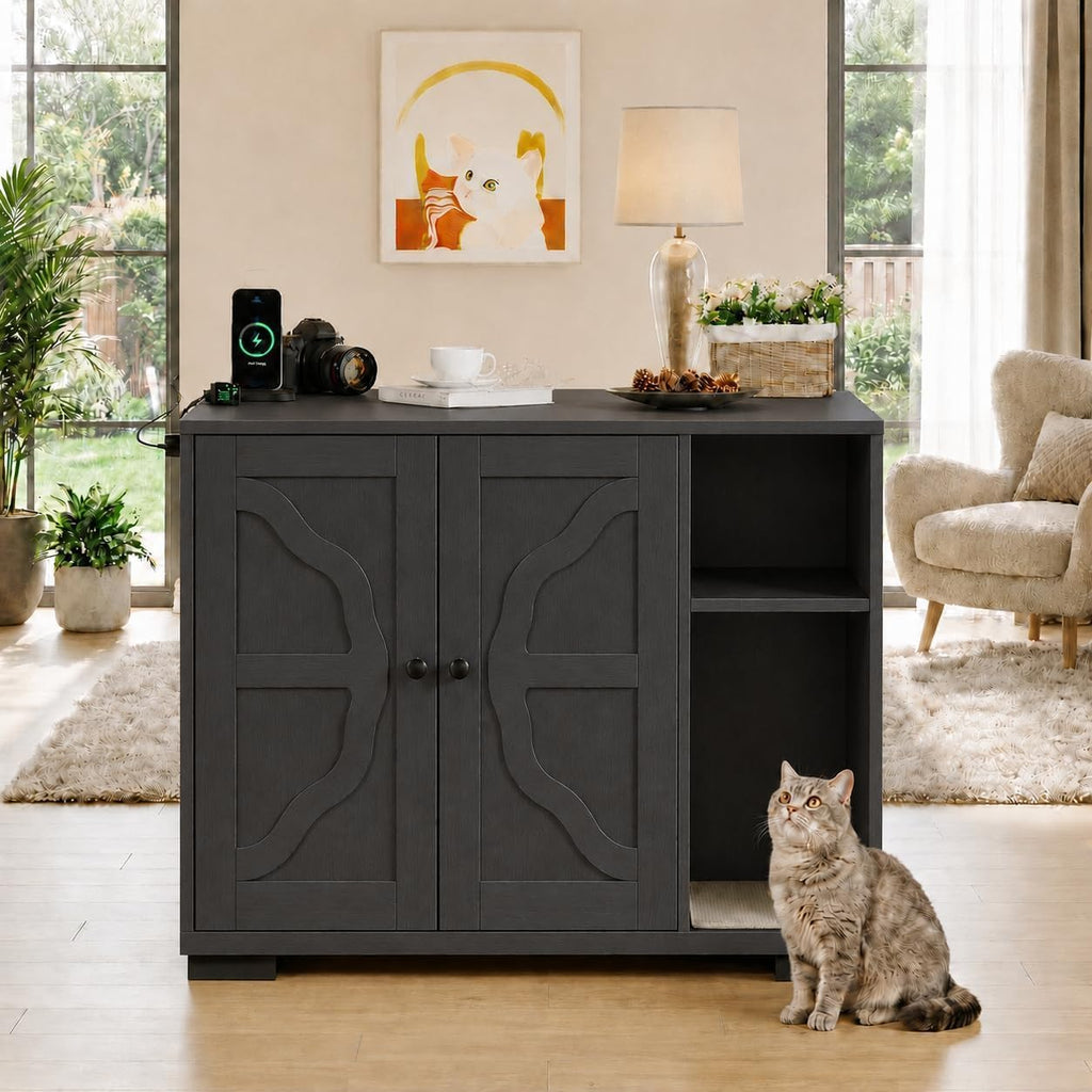 Dog-Proof Hidden Litter Box Enclosure End Table,