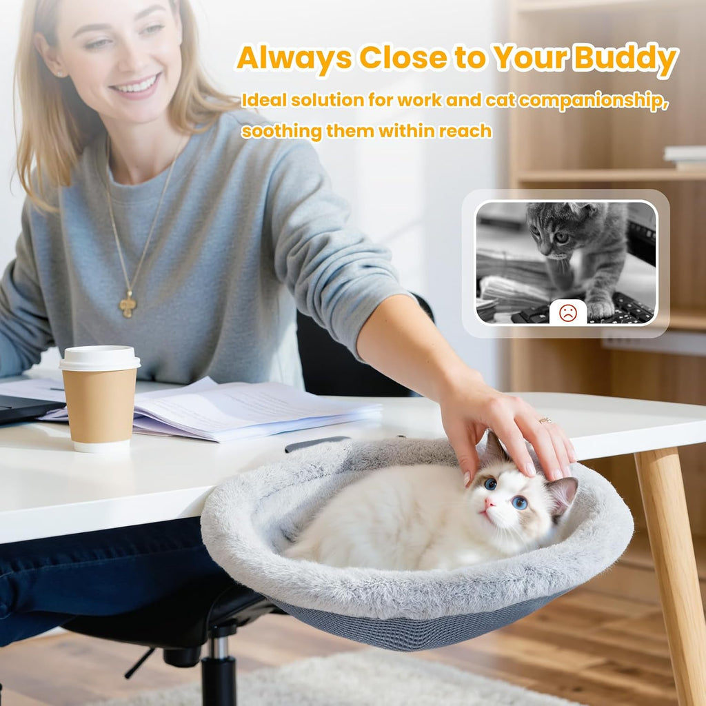 Pawaboo Cat Desk Bed, One-click Foldable Sunken Cats Hammock up to 40lbs