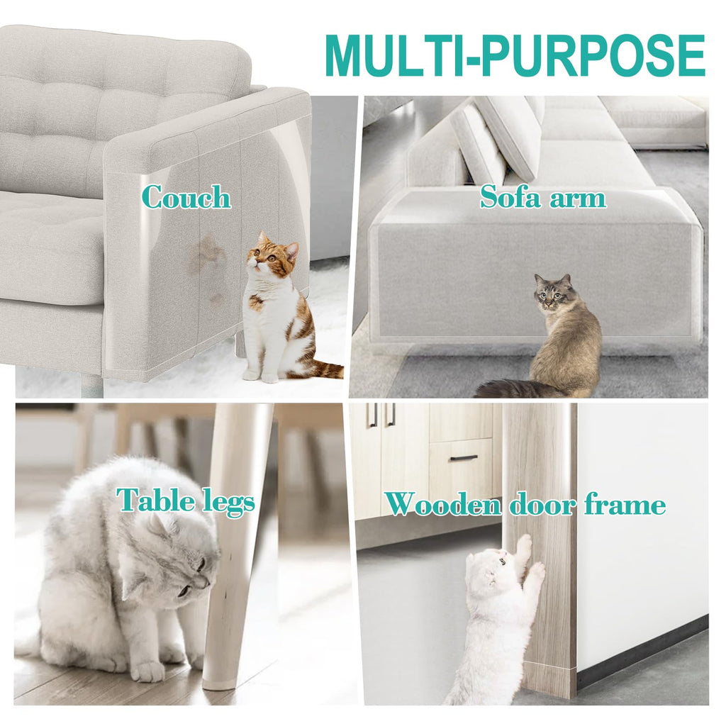 Lovinch [Thicken Vinyl] Anti Cat Scratch Furniture Protector, Single-Sided Sticky Couch Protector for Cats, Flexible Couch Corner Guard Under Cats Claw, Cat Scratch Deterrent Tape-(160" x 12.4")