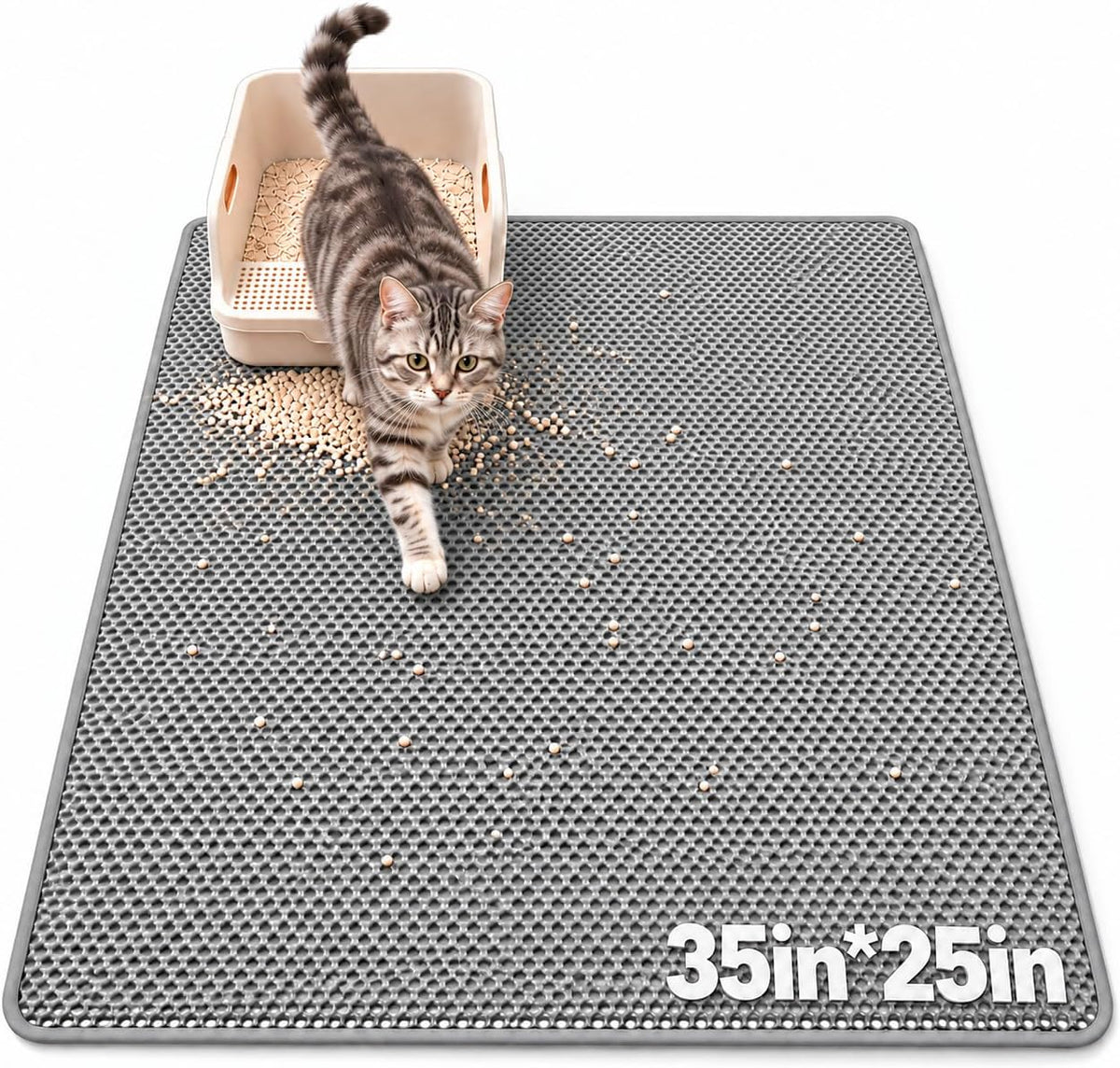 GRELY Cat Litter Mat, 47 x 28 Extra Large Waterproof Litter Box Mat