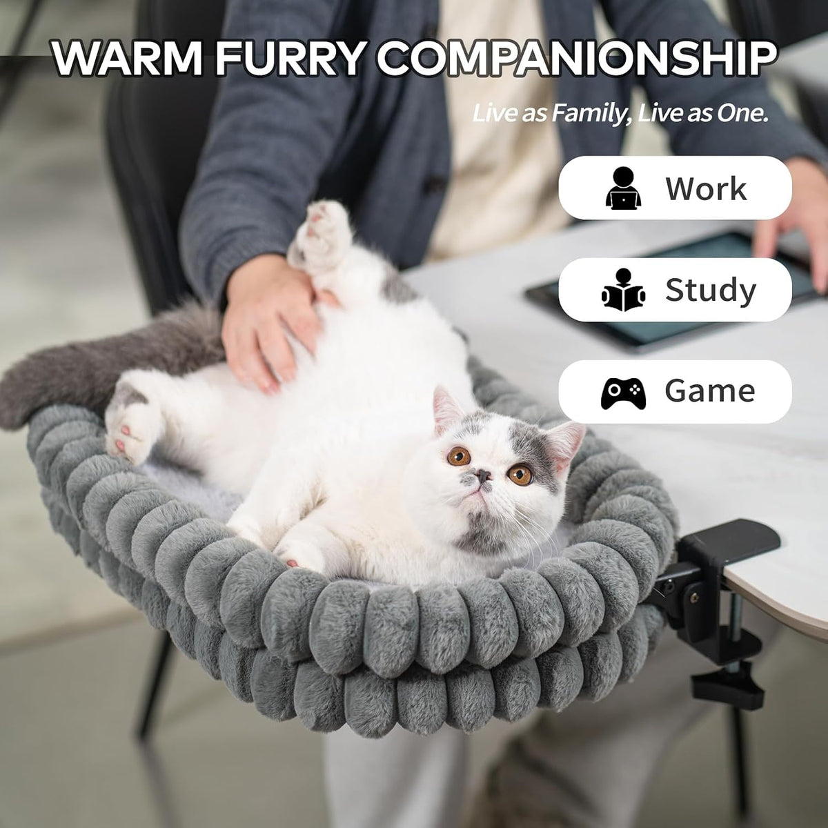 CHEERPALS Cloud Cat Bed Desk Mounted Hammock for Indoor Cats Perch Foldable