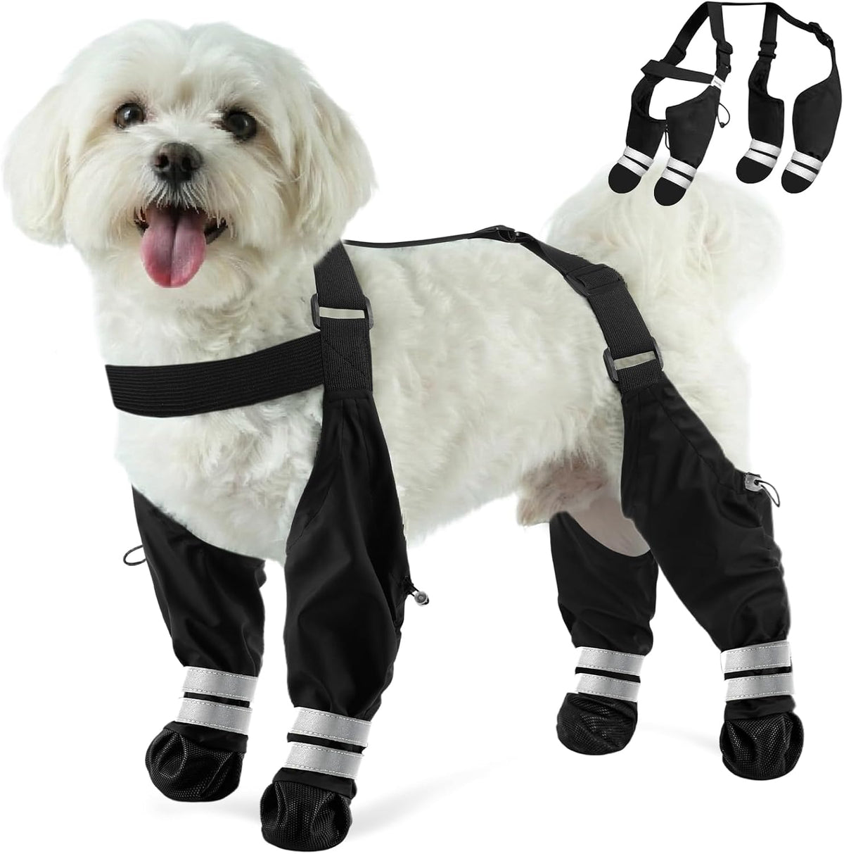 Waterproof Dog Suspender Boots, Dog Boots with Suspenders That Stay On, M