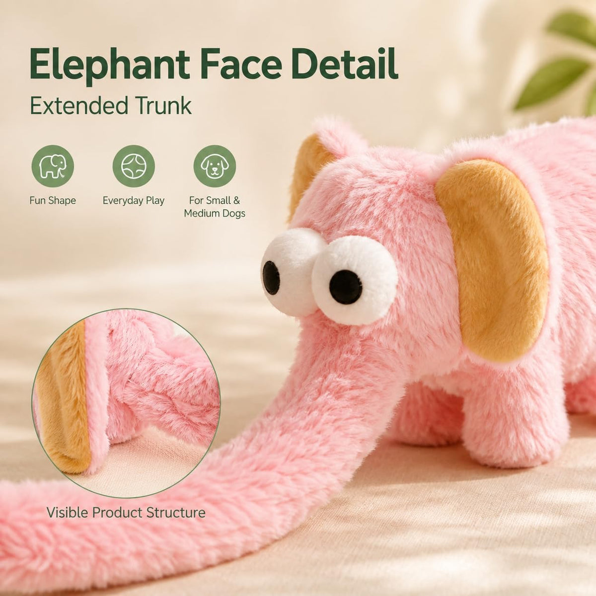 Elephant Squeaky Dog Toy, 26.0in Interactive Long Trunk Toy, 1 Pack (Blue)