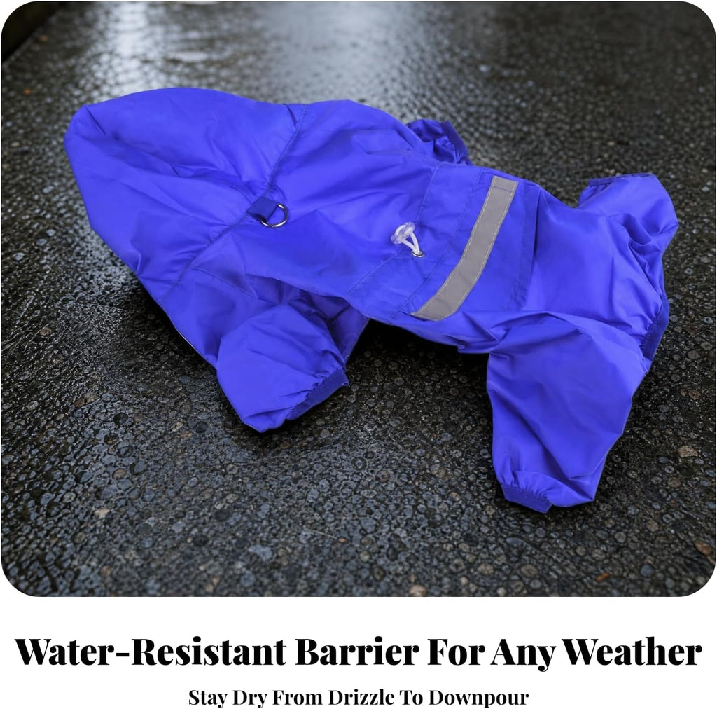 Four-Legged Dog Raincoat Reflective Hooded Dog Raincoat Water-Resistant Pet Clothing for Wet Weather Outings, 5XL
