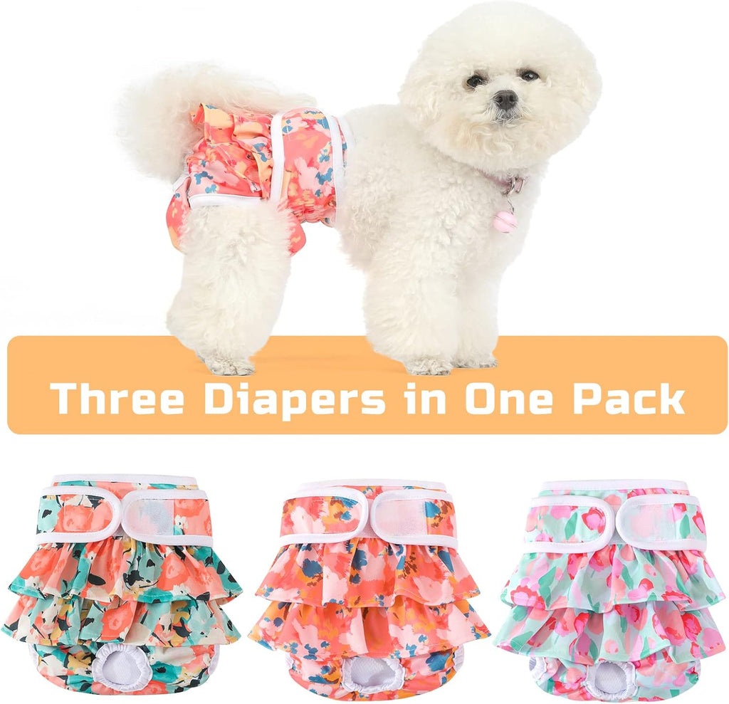 Washable Dog Diapers Female 3 Pack Reusable Highly Absorbent Doggie Diaper, Flexible Doggy Diaper Female Durable Leak-Pr