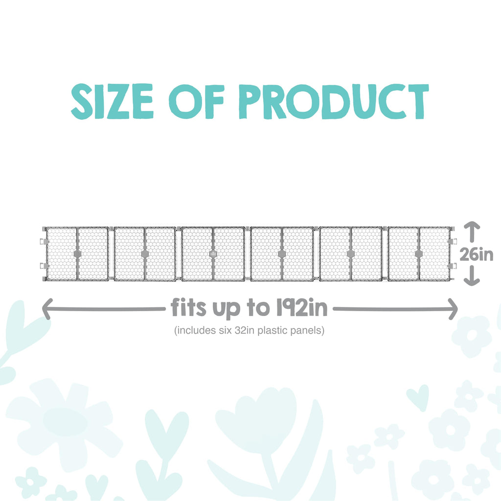 Regalo 192" 6-Panel Super Wide Plastic Baby Gate and Play Yard, Gray