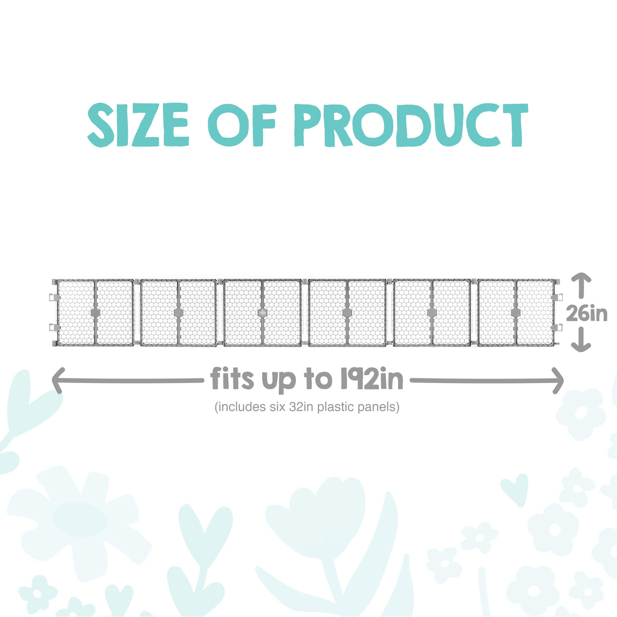 Regalo 192" 6-Panel Super Wide Plastic Baby Gate and Play Yard, Gray