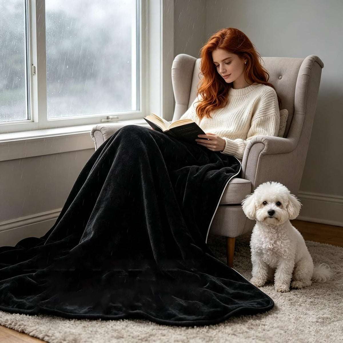 Waterproof Travel Blanket - Super Soft Flannel Throw with Leak-Proof Layer