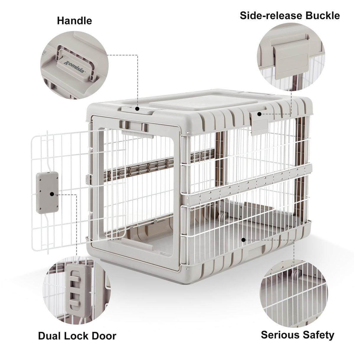 ZOMISIA 28" L Collapsible Dog Crate for Dogs, Heavy Duty Dog Kennel Indoor
