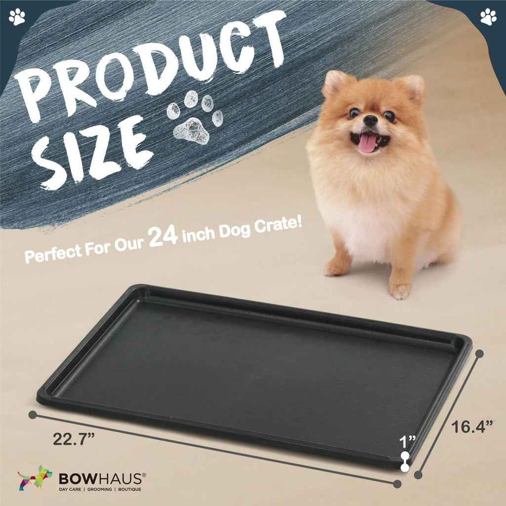 BOWHAUS 22.7-Inch Dog Crate Pan Replacement, Sturdy, Waterproof Plastic Tray for 24-Inch Pet, Rabbit Ferret Critter Kenn