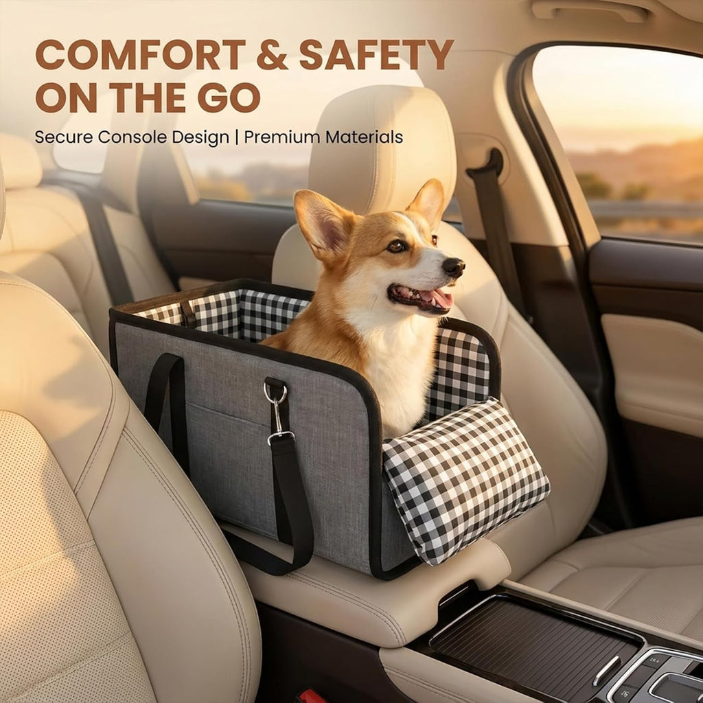 Portable Dog Console Booster Seat – Foldable Armrest Booster for Small Dogs