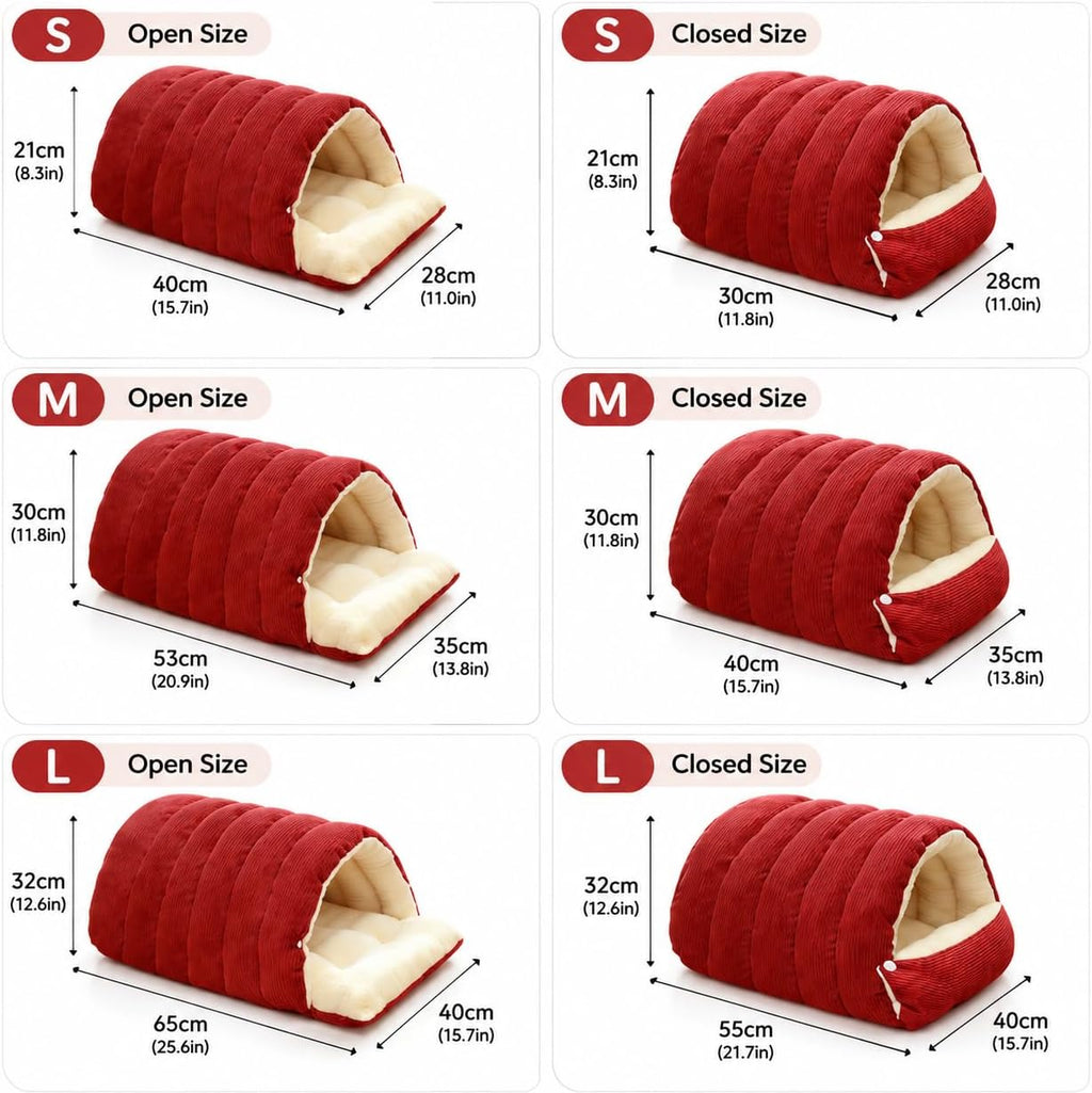 Cat Houses Bed for Indoor Cats, Cat Bed Cave Cat House (Red, S)