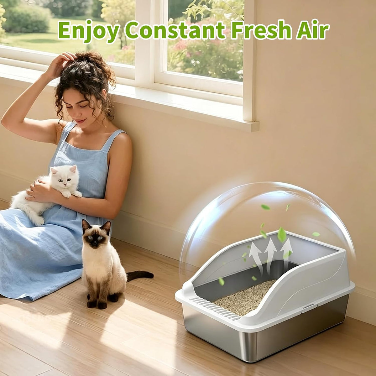 Stainless Steel Cat Litter Box, Extra Large XL Metal LitterBox, Light Grey