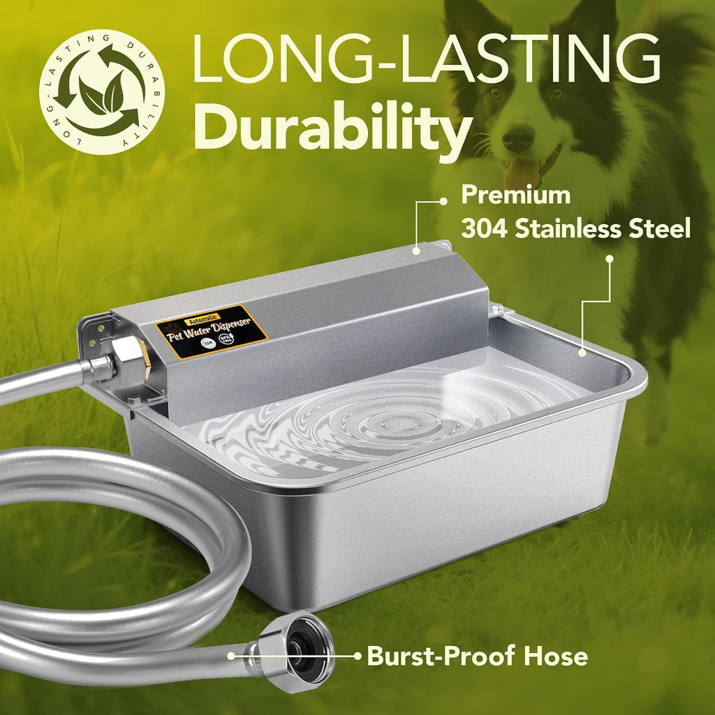 Automatic Water Dispenser for Dogs 2 Gallons, 304 Stainless Steel Dog Water Bowl Dispenser for Farm Chicken Pets Indoor&