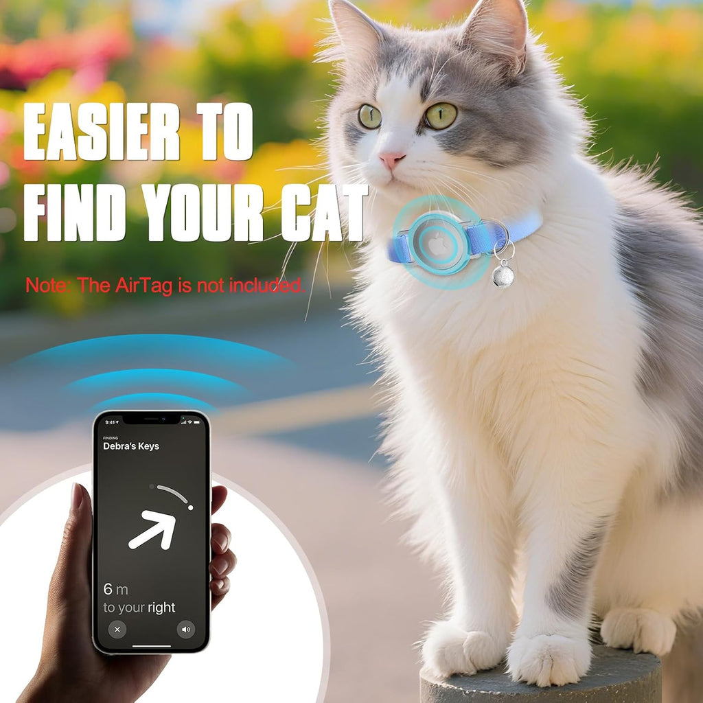 AirTag Cat Collar, Elastic Tracker Collar with Airtag Holder and Bell