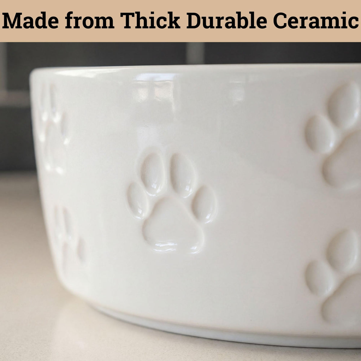 Ceramic Dog Bowl Set of 2 with Anti-Skid Base, 5.5"W x 2"H, 2 Cup Capacity