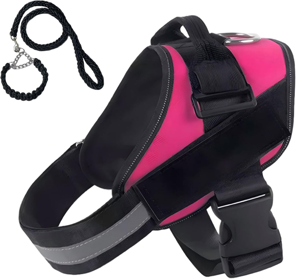 Dogshood No-Pull Harness Front Clip Easy On-Off Reflective (Rose Red,S)