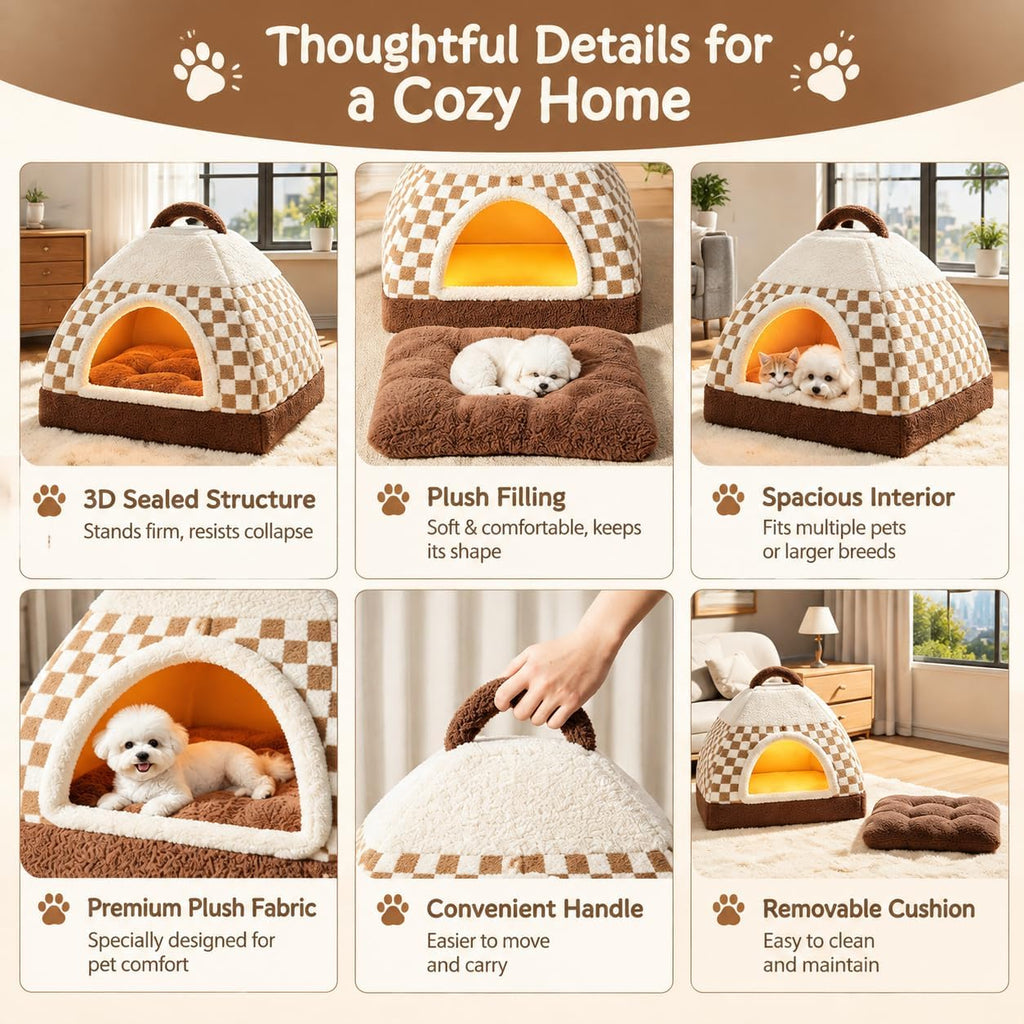 Indoor Dog House, Dog Cave for Small & Medium Dogs