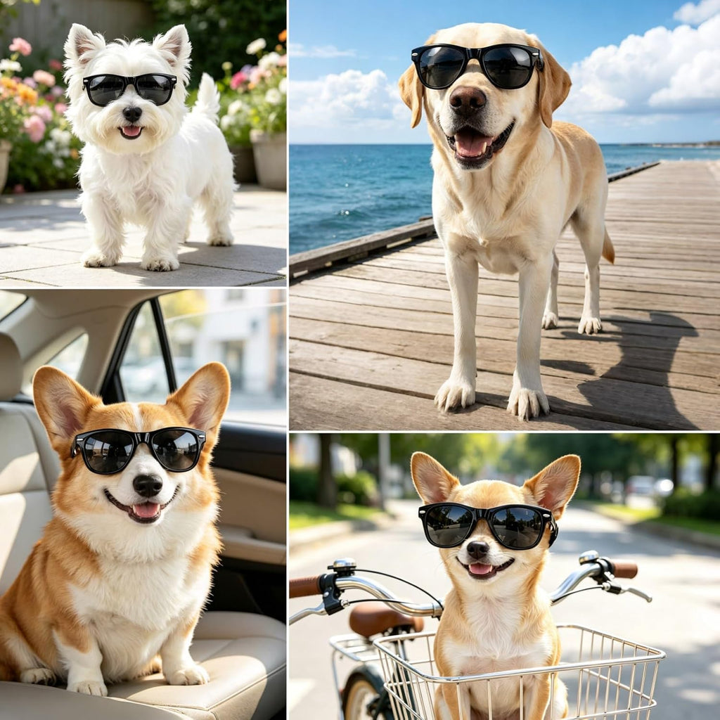 Dog Sunglasses for Medium Dogs, UV Protection Medium Dog Glasses Outdoors Riding Driving, Pet Aviator Sun Glasses Photos