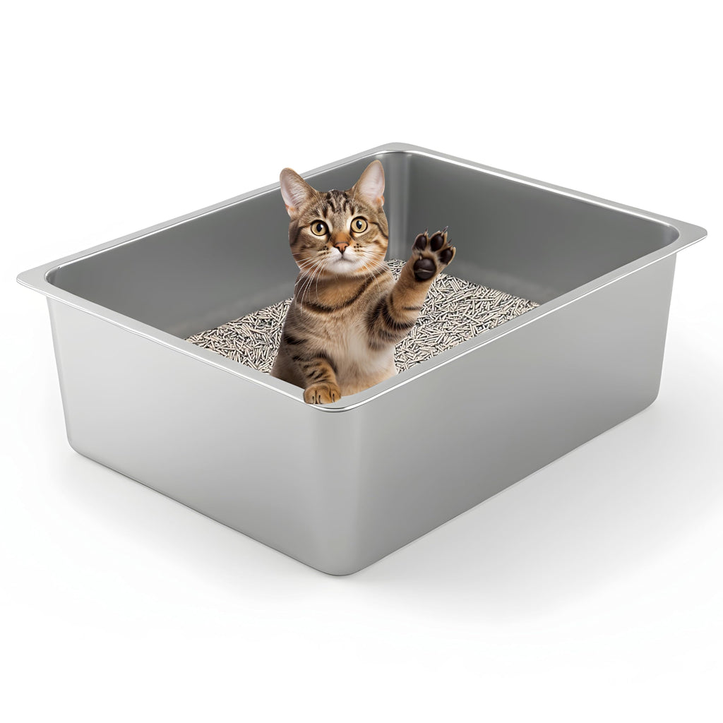 Pawfinch Steel Litter Starter Set – Open Steel Pan + 30 x 24 in Mat