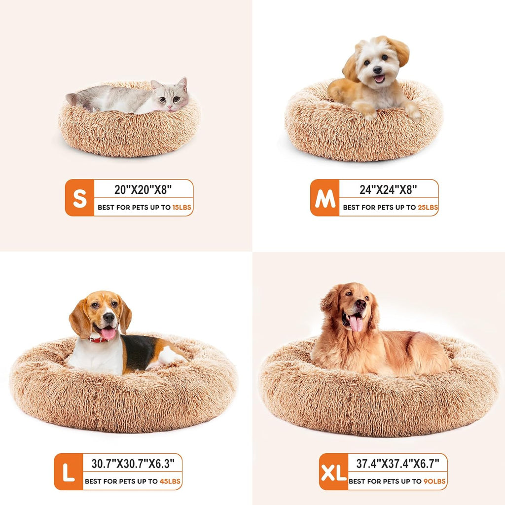 Sweetcrispy Large Dog Bed for Indoor, Calming Donut Bed for Dogs and Cats