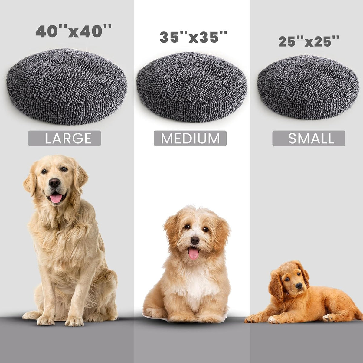 Muddy Mat® Cloud K-9 Dog Beds for Small Dogs & Cats, Soft & Relaxing Round Dog Bed, Chenille Material, Removable Cover, 